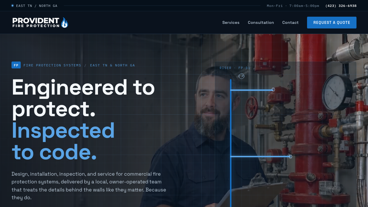 Provident Fire Protection website screenshot 1